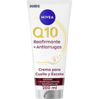 Q10 crema para cuello y escote reafirmante + antiarrugas 72h de hidratación tubo 200 ml con creatina y provitamina B5 -
