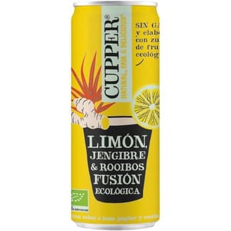 Refresco de limón, jengibre y rooibos Fusión ecológica sin gas lata 250 g -