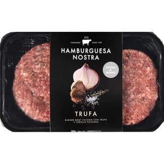 Trufa burger meat con carne de vacuno, trufa y cebolla pochada hechas a mano 2 unidades bandeja 300 g sin gluten -