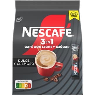 Café soluble 3 en 1 con leche y azúcar 10 sobres estuche 160 g -