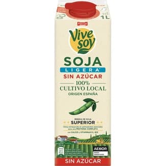 Bebida de soja ligera sin azúcar con aminoácidos esenciales, calcio y vitaminas D y B12 brik 1 l -