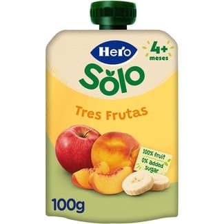 Bolsita de tres Frutas manzana, plátano y melocotón sin gluten desde 4 meses 100 g -