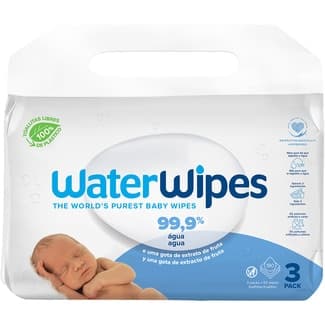 Toallitas húmedas infantiles 99.9% agua y una gota de extracto de fruta caja 3 envases de 60 unidades -