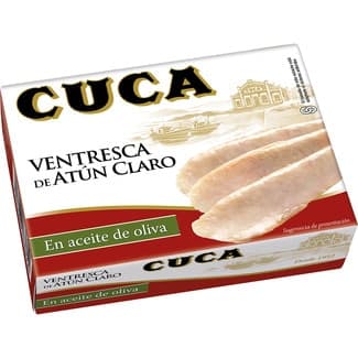 Ventresca de atún claro en aceite de oliva lata 82 g neto escurrido -