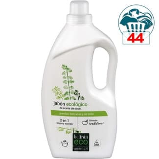 Detergente líquido ecológico 2 en 1 de aceite de coco para prendas delicadas y de bebé botella 44 dosis -