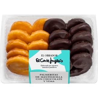 Palmeritas de mantequilla surtidas yema y chocolate 10 unidades bandeja 190 g -