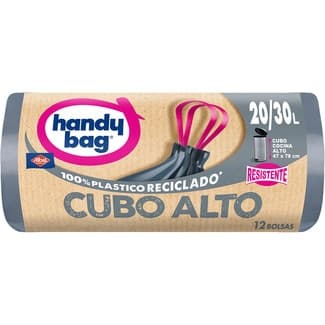 Bolsas de basura reciclada resistente 47X78 cm 20/30 litros para cubo alto rollo 12 unidades -