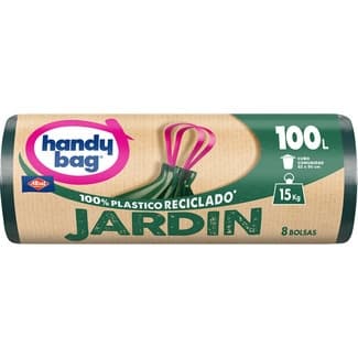Bolsas de basura reciclada especial jardín 82x90 100 litros para cubo industrial rollo 8 unidades -