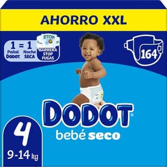 Bebé-Seco pañales de 9 a 14 kg talla 4 caja 164 unidades -