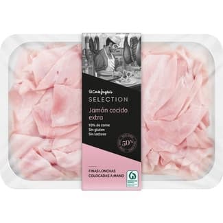 Jamón cocido 50% raza Duroc en finas lonchas colocadas a mano sin gluten sin lactosa envase 150 g -