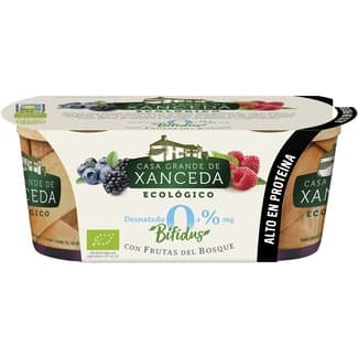 Yogur con frutas del bosque desnatado 0,4 m.g. sin gluten ecológico pack 2 unidades 125 g -