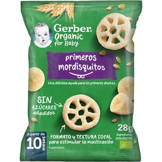 Snacks ecológicos primeros mordisquitos sin sal añadida desde 10 meses bolsa 28 g -