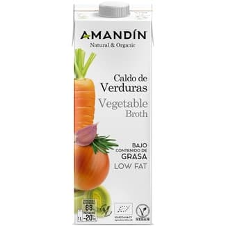Caldo de verduras ecológico y sin gluten, bajo en grasa envase 1 l -