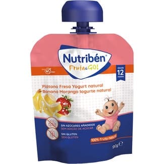 Fruta & Go bolsita de plátano, fresa y yogur natural sin gluten desde 12 meses bolsita 90 g -