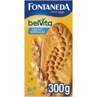 Desayuno galletas con 5 cereales completos y leche estuche 300 g 6 x 4 galletas -