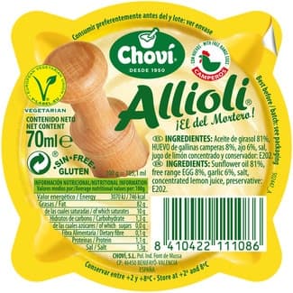 Salsa fresca alioli El del Mortero tarrina 70 ml sin gluten -