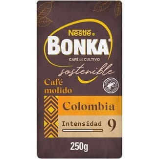 Café natural molido Colombia de cultivo sostenible de intensidad 9 paquete 250 g -