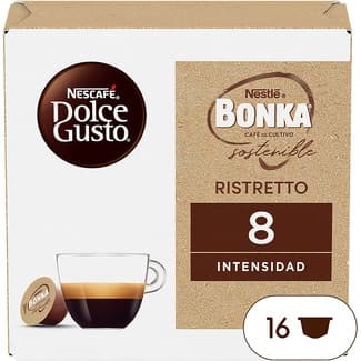 Café Extra Crema Colombia, Uganda, Brasil y Vietnam intensidad 8 Bonka Ristretto estuche 16 cápsulas -