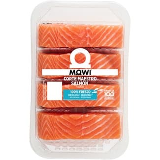 Salmón noruego corte Maestro descamado y sin espinas 4 unidades bandeja 460 g -