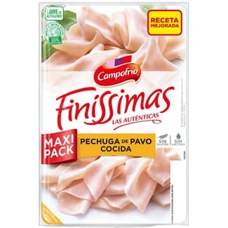 Finíssimas pechuga de pavo cocida en lonchas sin gluten sin lactosa envase 165 g -