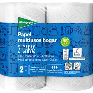 Papel de cocina súper absorbente 3 capas paquete 2 rollos -