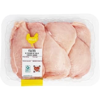 Filetes pechuga de pollo formato ahorro peso aproximado bandeja 1 kg