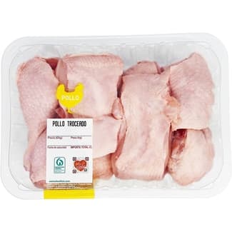 Pollo entero troceado peso aproximado bandeja 1,5 kg