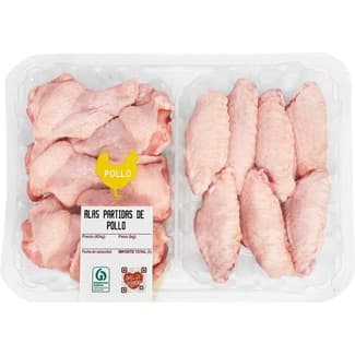 Alas partidas de pollo peso aproximado bandeja 600 g