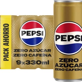 Refresco de cola sin azúcar ZERO CAFEÍNA pack 9 latas 33 cl -
