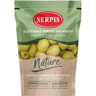 NATURA aceitunas verdes sin hueso bolsa 75 g neto escurrido -