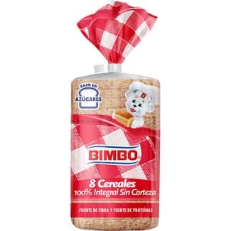 Pan de molde 100 % integral sin corteza 8 cereales bolsa 450 g -
