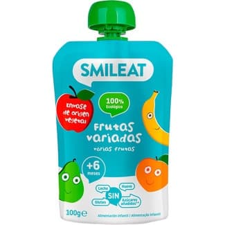 Frutas variadas 100% ecológico sin gluten desde 6 meses bolsita 100 g sin leche y sin azúcares añadidos -
