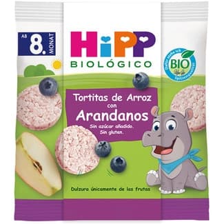Tortitas de arroz con arándanos ecológicas sin gluuten y sin azúcar añadidos desde 8 meses envase 30 g -
