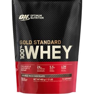 On Gold Standard 100% Whey proteína en polvo con edulcorantes sabor doble chocolate bolsa 465 g -
