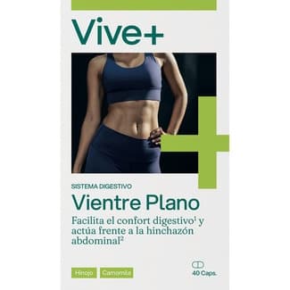 Vientre Plano facilita el confort digestivo y actúa frente al hinchazón abdominal caja 40 cápsulas a base de hinojo y camomila -