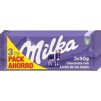 Chocolate con leche pack 3 tabletas 90 g -