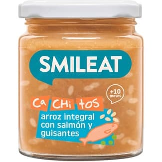 Cachitos tarrito de arroz integral con salmón y guisantes ecológico desde 10 meses envase 230 g -