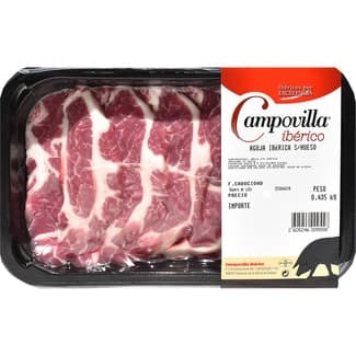 Aguja fresca sin hueso de cerdo ibérico en filetes peso aproximado bandeja 435 g -
