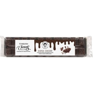 Jordi Roca Casa Cacao turrón de chocolate negro elaboración artesanal tableta 300 g con praliné de cacao y nibs de cacao caramelizados -