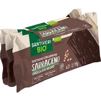 Bio Organic tostadas crujientes de trigo sarraceno y con chocolate negro sin gluten envase 57 g 3 unidades -
