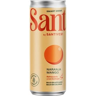 Bebida refrescante de naranja y mango con burbujas para el bienestar digestivo lata 33 cl bajo en azúcares -
