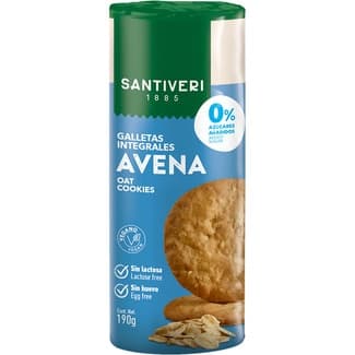Galletas integrales con avena 0% azúcares añadidos, sin lactosa envase 190 g -