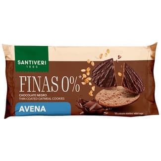 Galletas de avena finas con chocolate negro 0% azúcares añadidos envase 88 g -
