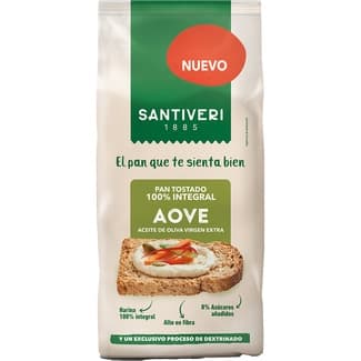 AOVE pan tostado 100 integral dextrinado con aceite de oliva virgen extra envase 200 g 0% azúcares añadidos -
