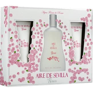 Rosas estuche con eau de toilette femenina natural spray 150 ml + crema corporal hidratante tubo 100 ml + gel de baño tubo 100 ml -