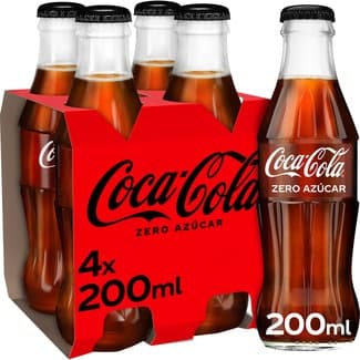 Refresco de cola sin azúcar pack 4 botellas 20 cl (envase de vidrio) -