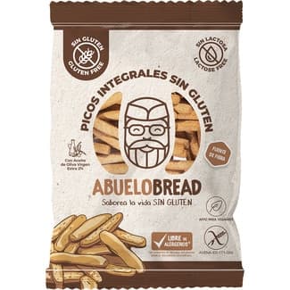 Picos de pan integrales con aceite de oliva virgen extra, sin gluten y sin lactosa bolsa 80 g apto para veganos -