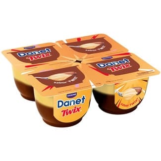 Natillas sabor Twix con chocolate, caramelo y sabor a galleta pack 4 tarrina 115 g -