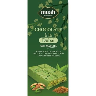 Chocolate blanco con té matcha a la Dubai relleno de pistacho y kadayif tableta 145 g -