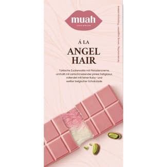 Chocolate blanco y rubí al Cabello de Ángel con azúcar turco relleno de crema de pistacho tableta 145 g -